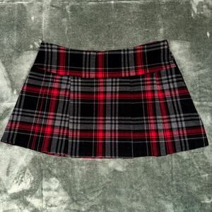 Y2K Sirens Mini Skirt Women’s Medium Red Gray Plaid Academia School Girl Grunge